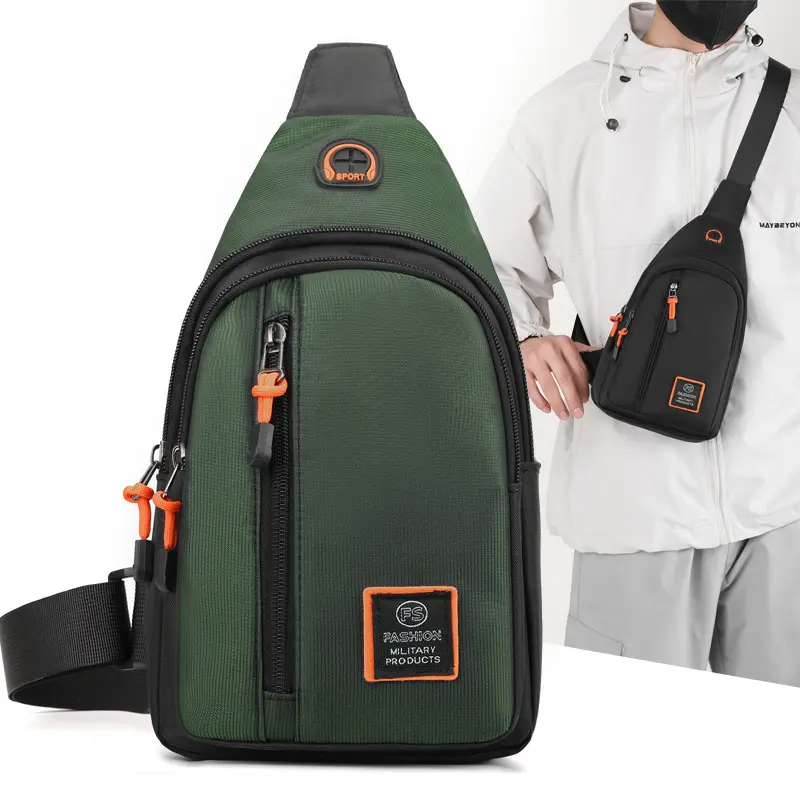 Casual Men's Crossbody Bag Oxford Cloth Waterproof Material Sports Fitness Chest Bag Cell Phone Change Documents Storage Bags