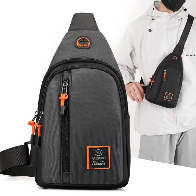Casual Men's Crossbody Bag Oxford Cloth Waterproof Material Sports Fitness Chest Bag Cell Phone Change Documents Storage Bags