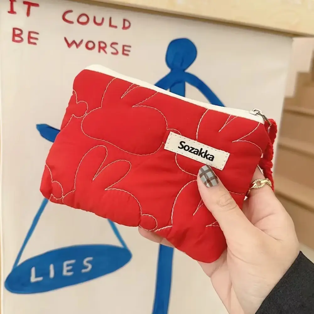 Fashion Small Fresh Cotton Coin Wallet Flower Pattern Zipper Coin Purses Lady Girls MakeUp Bag Key Money Storage Bag