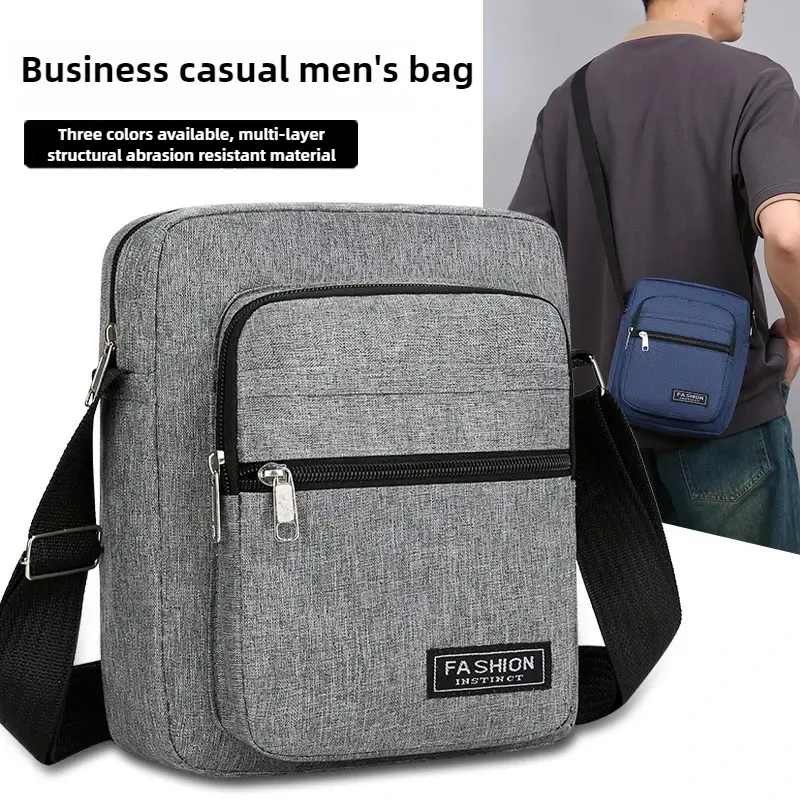 New Men Crossbody Bags Men's Shoulder Bag Boy Messenger Bags Man Handbags for Travel Casual Large Satchel Grey Oxford Bag