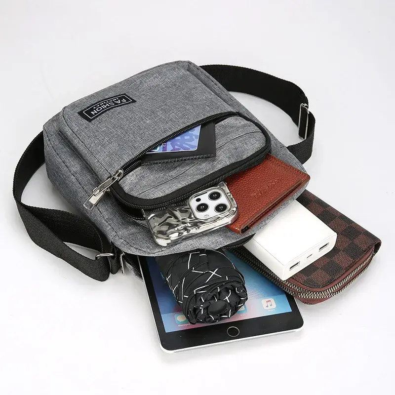New Men Crossbody Bags Men's Shoulder Bag Boy Messenger Bags Man Handbags for Travel Casual Large Satchel Grey Oxford Bag