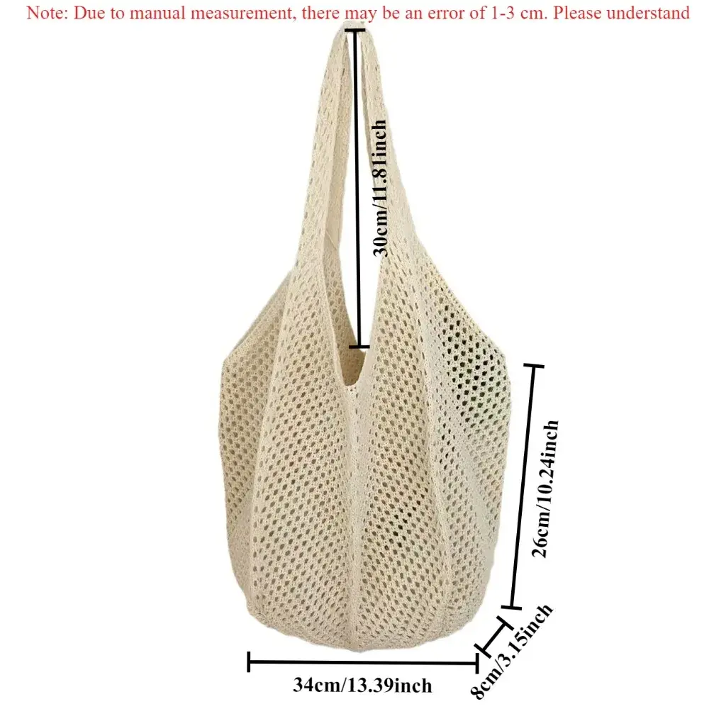 Fashion Women's Hollow Woven Shoulder Bags Large Capacity Knitting Underarm Bag Solid Crochet Tote Handbag Summer Mesh Beach Bag