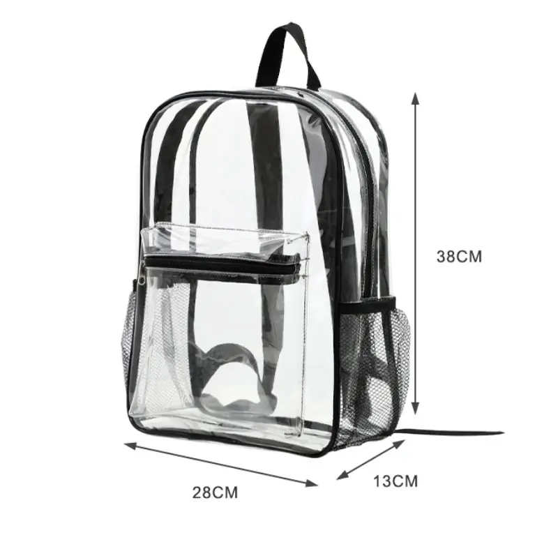 Large Capacity Transparent Backpack Casual Zipper Waterproof Clear Backpack School Bag Visible PVC Backpack Travel Bag for Women