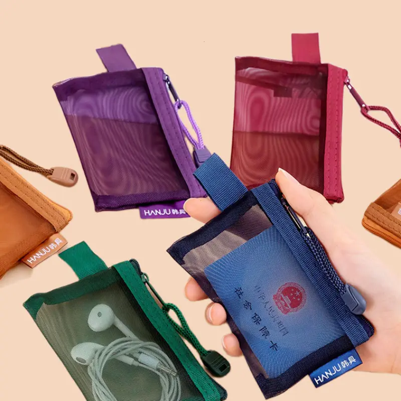Change Storage Bag Clear Mesh Coin Purse Small Item Bag Coin Money Bags Solid Color Cards Bag Lipstick Cosmetic Bags Wallets