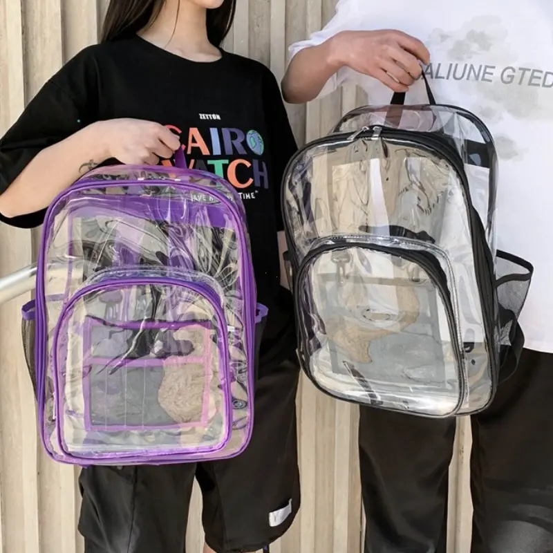 Transparent Shoulder Bag Unisex Fashion Simple Large Capacity Portable Backpacks Multifunctional Waterproof Male Female Knapsack