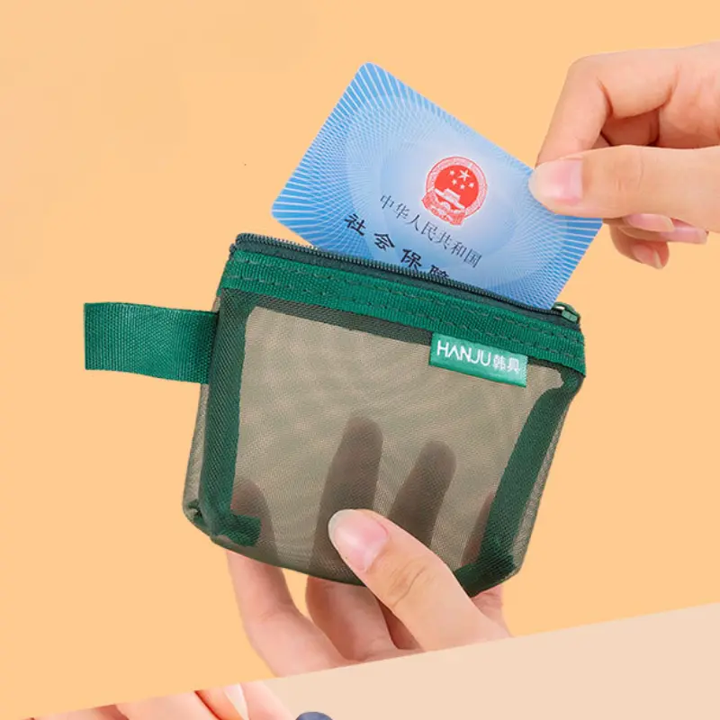 Change Storage Bag Clear Mesh Coin Purse Small Item Bag Coin Money Bags Solid Color Cards Bag Lipstick Cosmetic Bags Wallets