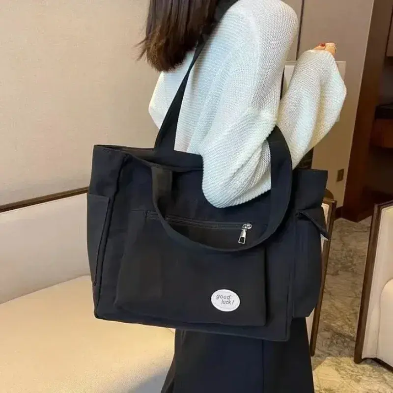 Women's Fashion Shoulder Bag Class Large Capacity Student Tote Bags 2025 New Canvas Commuter Handbag Women Bag Luxury Bag