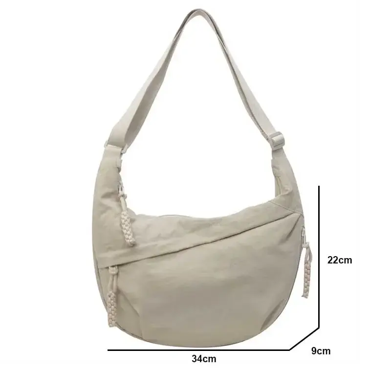 Leisure Crossbody Hobo Bag with Large Capacity Versatile and Niche Design Nylon Shoulder Bag Student Class Mailman Bag Handbag