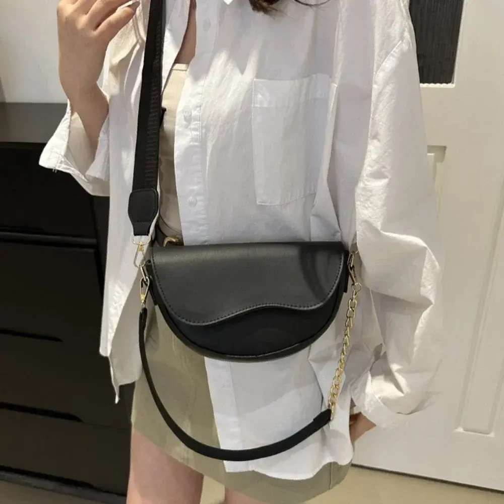 Fashion Women Shoulder Bag PU Leather Women's Small Bag Retro Flap Saddle Handbags Trend Chain Strap Crossbody Bag for Women