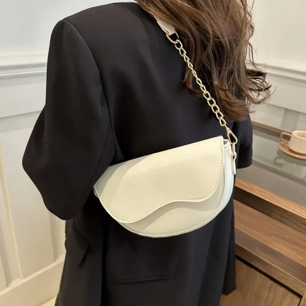 Fashion Women Shoulder Bag PU Leather Women's Small Bag Retro Flap Saddle Handbags Trend Chain Strap Crossbody Bag for Women