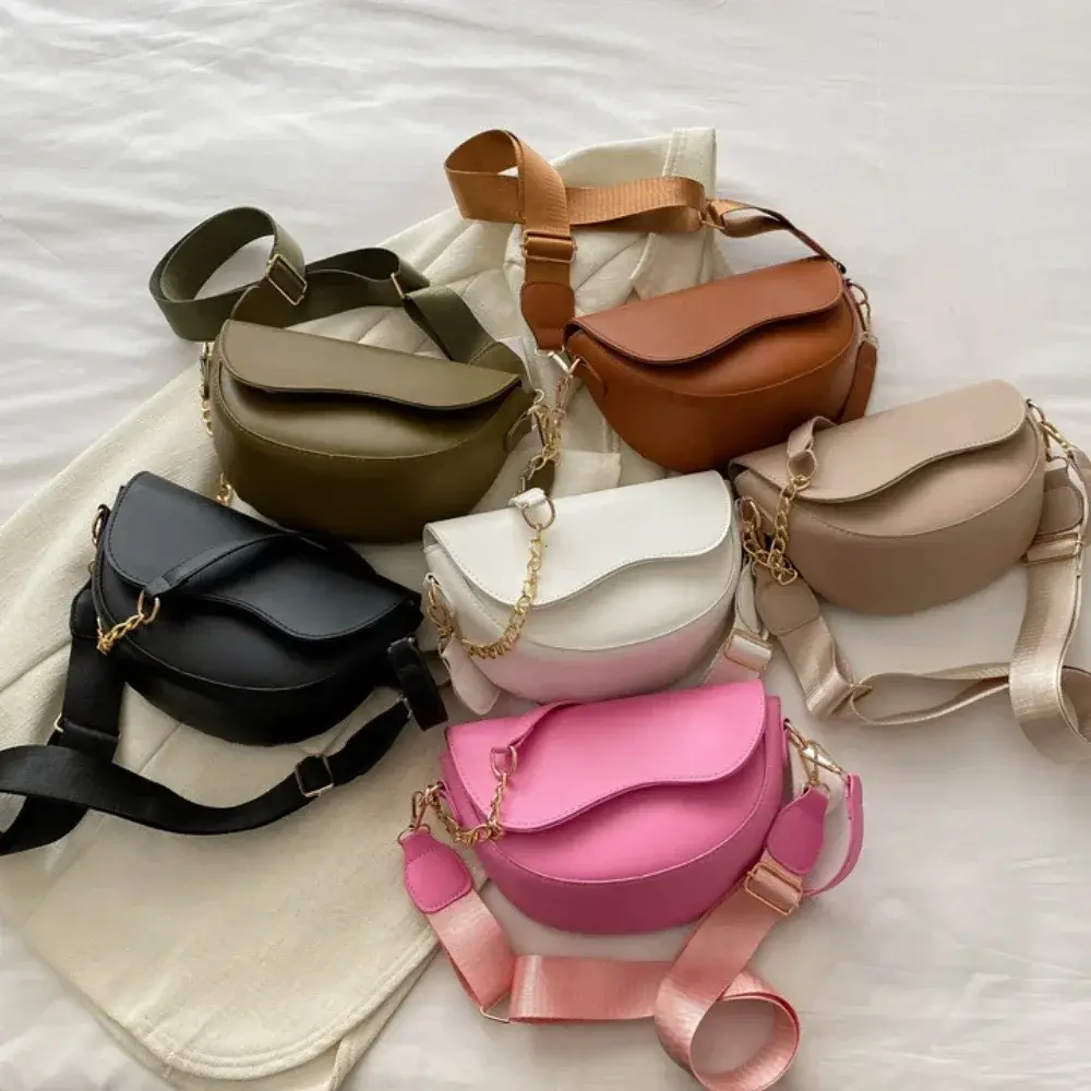 Fashion Women Shoulder Bag PU Leather Women's Small Bag Retro Flap Saddle Handbags Trend Chain Strap Crossbody Bag for Women