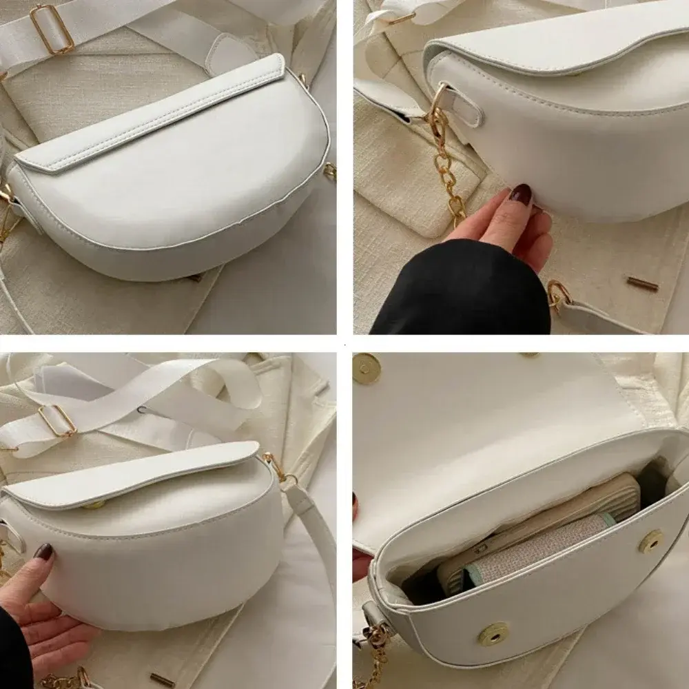 Fashion Women Shoulder Bag PU Leather Women's Small Bag Retro Flap Saddle Handbags Trend Chain Strap Crossbody Bag for Women