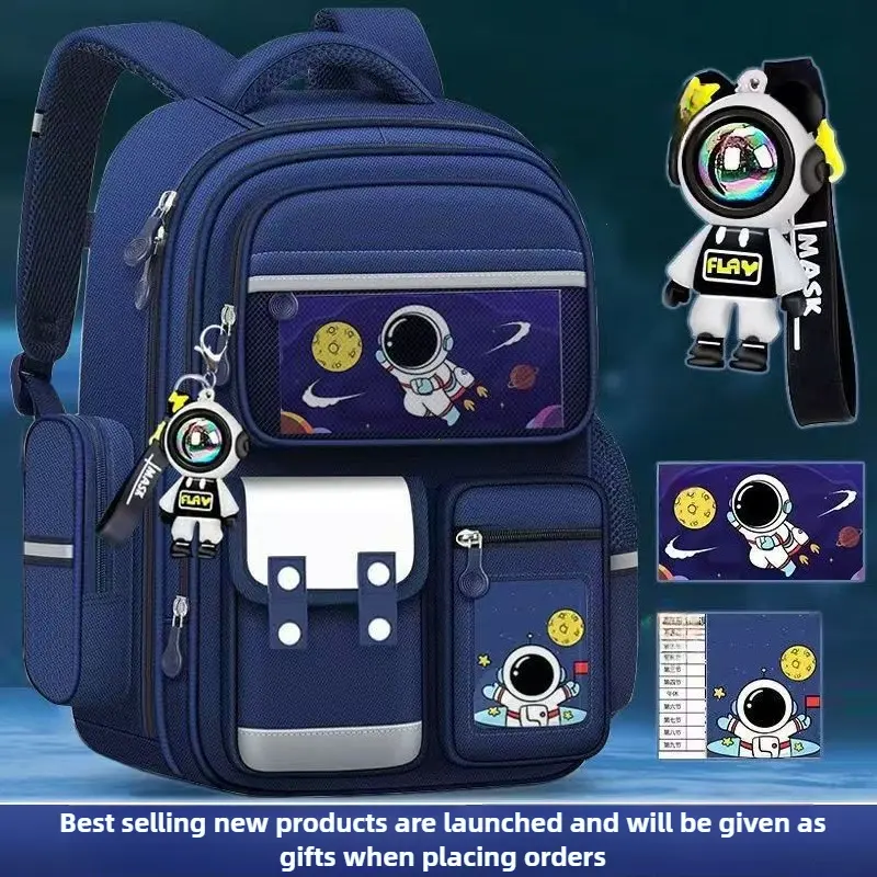 Astronaut Cartoon Backpack Grades 3-6 Large Capacity Schoolbag Outdoor Waterproof School Bag Starryscky Student Backpack Mohilas