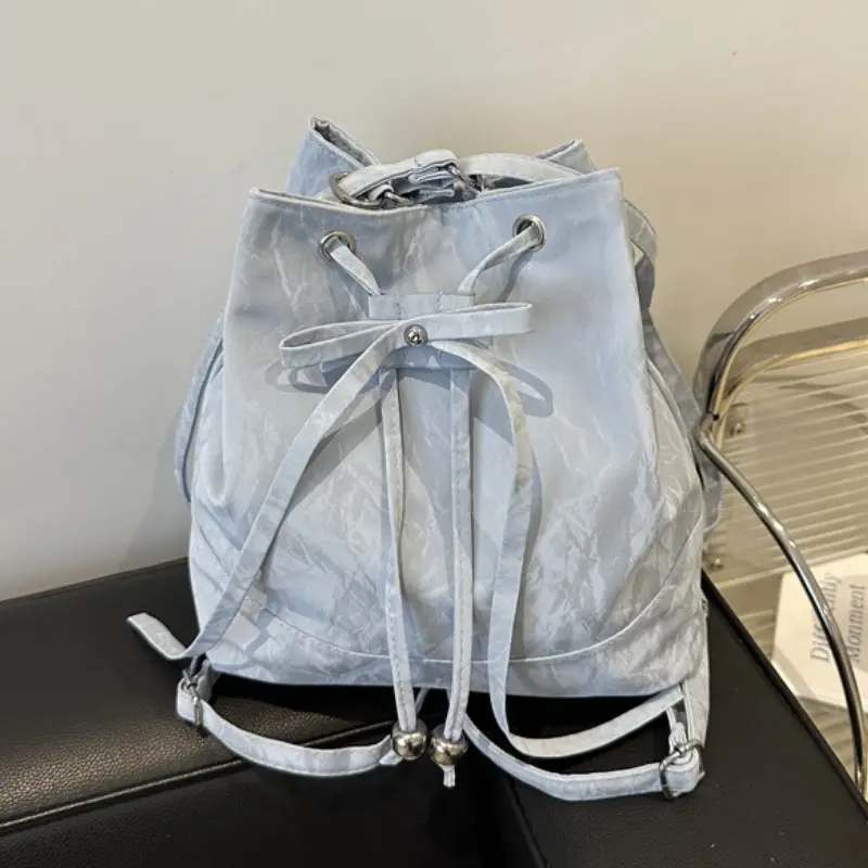 Trendy Women's Shoulder Bag Drawstring Design Crossbody Bag Versatile High Quality Small Water Bucket Bag Fashionable Backpacks
