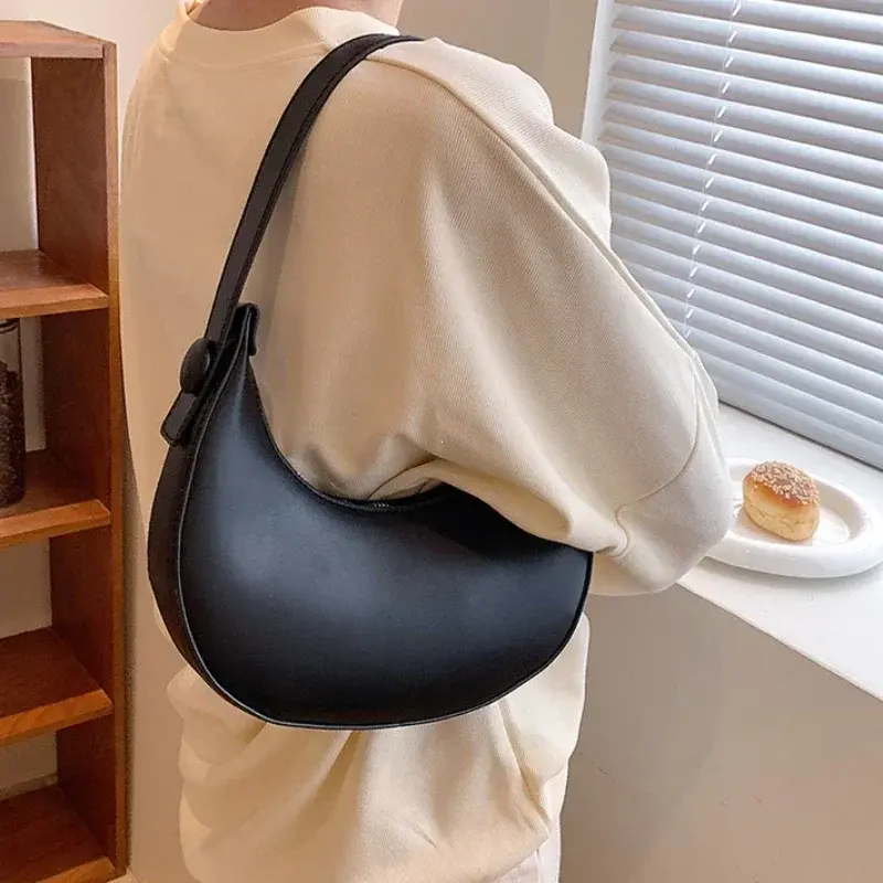 Fashion Armpit Bags for Women Cute Half Crescent Bag Leather PU Purses and Handbags Designer Shoulder Bag Small Hand Bag