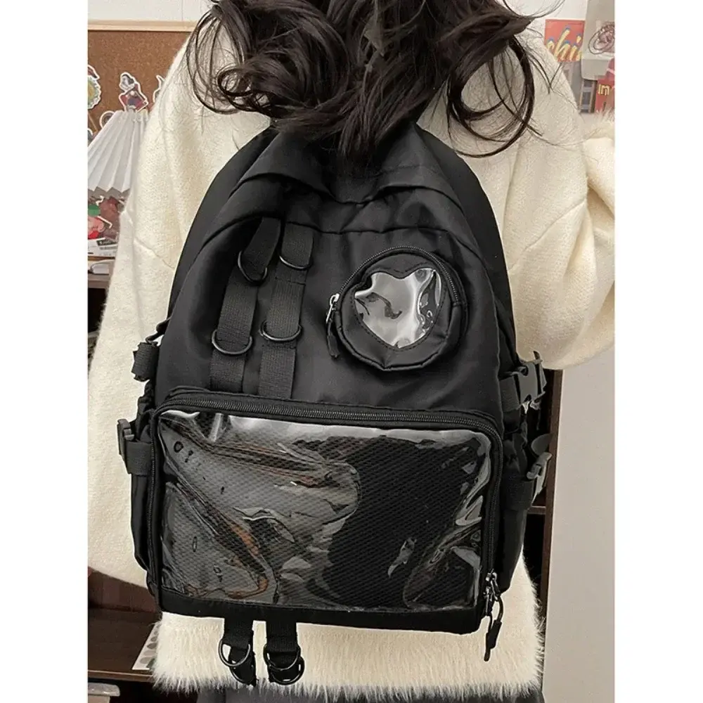 Collage Style School Bag for Teenage Girl Itabag Kawaii Backpack Transparent Love Heart JK Backpack Women New 2025 Laptop Bag