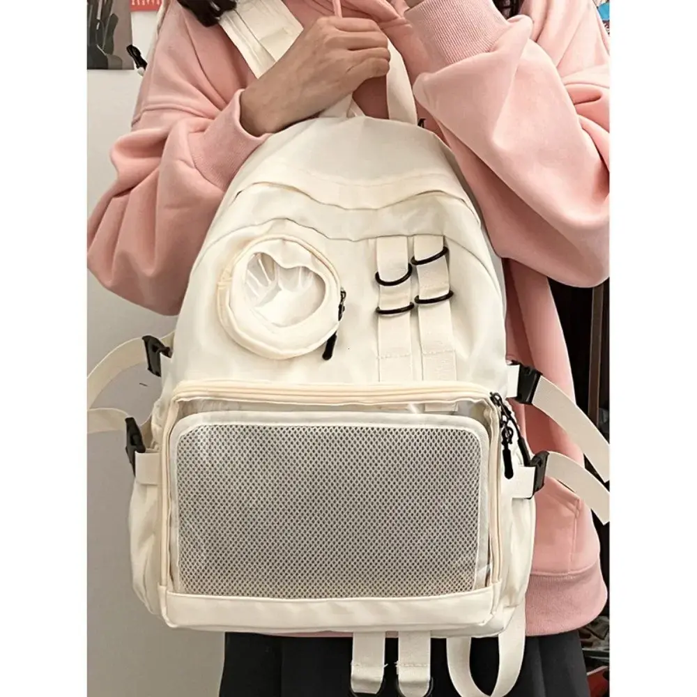Collage Style School Bag for Teenage Girl Itabag Kawaii Backpack Transparent Love Heart JK Backpack Women New 2025 Laptop Bag