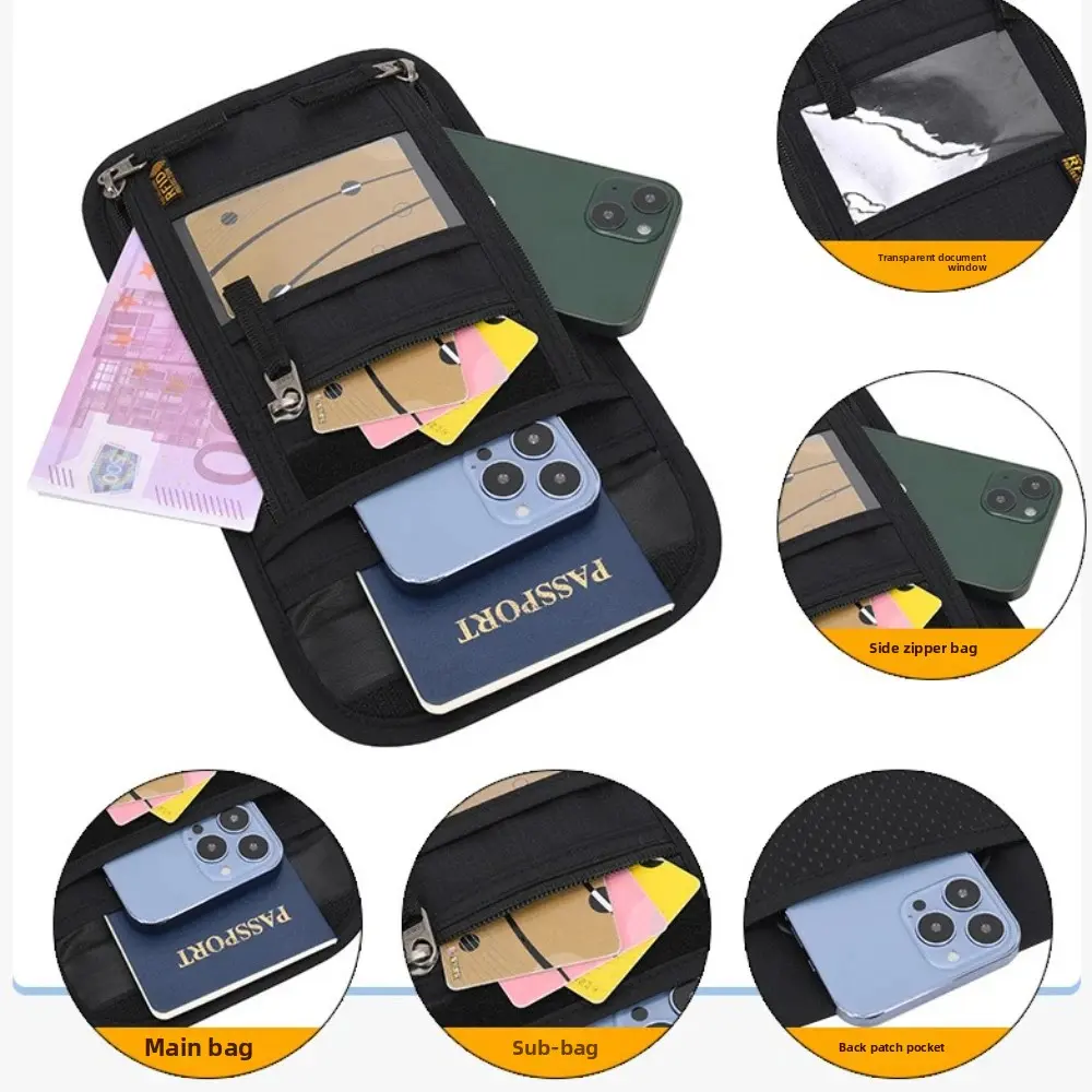 RFID Protection Passport Holder Travel Neck Pouch Anti-theft Wallet Hidden Money Document Card Holder Waterproof Large Organizer