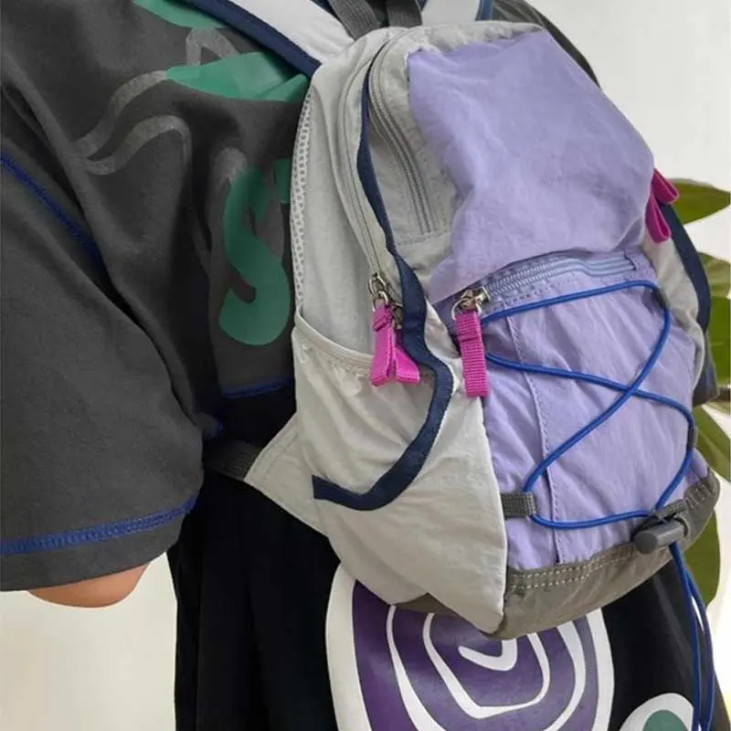 Patchwork Contrast Color Fashion Backpacks Trendy All Match Travel Casual Backpack 2025 New Women Sweet Y2k Aesthetic Schoolbags