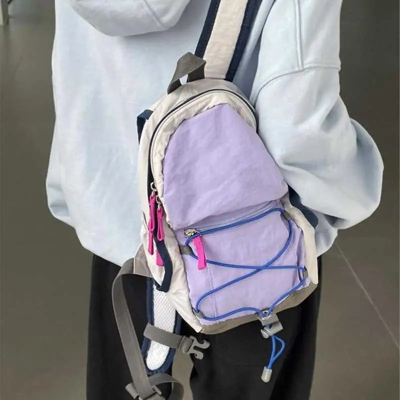 Patchwork Contrast Color Fashion Backpacks Trendy All Match Travel Casual Backpack 2025 New Women Sweet Y2k Aesthetic Schoolbags