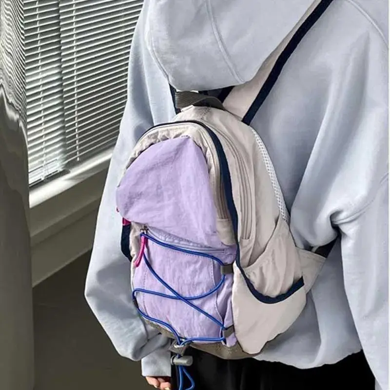 Patchwork Contrast Color Fashion Backpacks Trendy All Match Travel Casual Backpack 2025 New Women Sweet Y2k Aesthetic Schoolbags