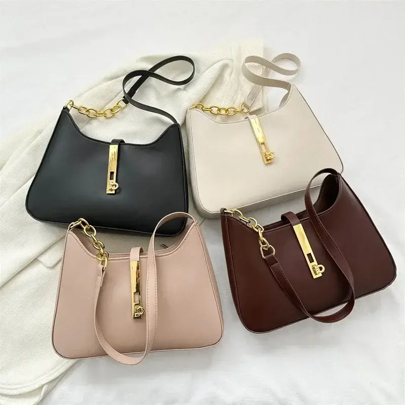 Women's Bags Luxury PU Leather Shoulder Bag for Women Casual Solid Color Design Handbags Brand Purse 2025 Fashion Shopper Clutch
