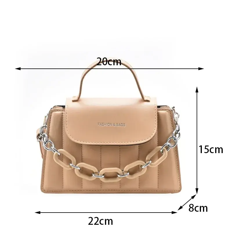 Fashion Pu Leather New Chain Women's Bag Solid Color Versatile Shoulder Bag For Women Luxury Designer Ladies Handbags And Purses