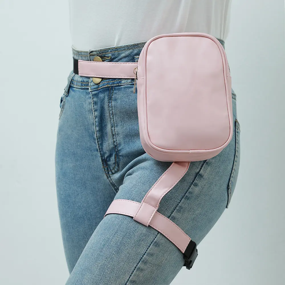 Trendy Stylish Black Women Waist Leg Belt Leather Cool Girl Bag Fanny Pack for Outdoor Hiking Motorcycle Сумка Мужская Leg Bag