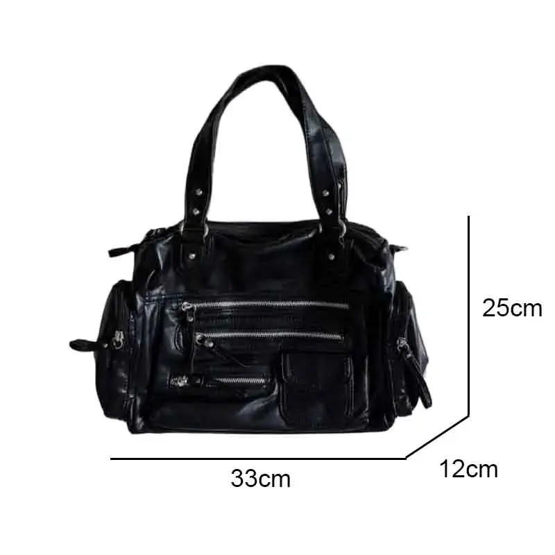 Vintage Punk Women Tote Bags 2025Trend Large Capacity Crossbody Shoulder Bags  Mujer Moto Style Multi Pockets Commute Bolso