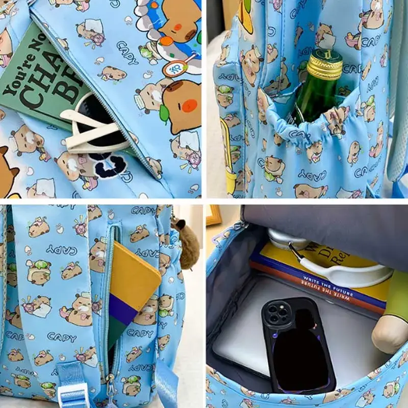 Cute Large Capacity Capybara Backpack Cartoon Breathable Student Schoolbag Nylon Ultra-light Book Bag Back to school Women Girl