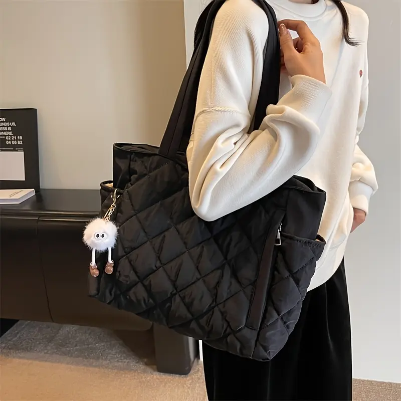 Korean Ins Women's Tote Bags Large Capacity Shoulder Bag Lightweight Soft Nylon Handbag For Daily Shopping Travel Top-Handle Bag