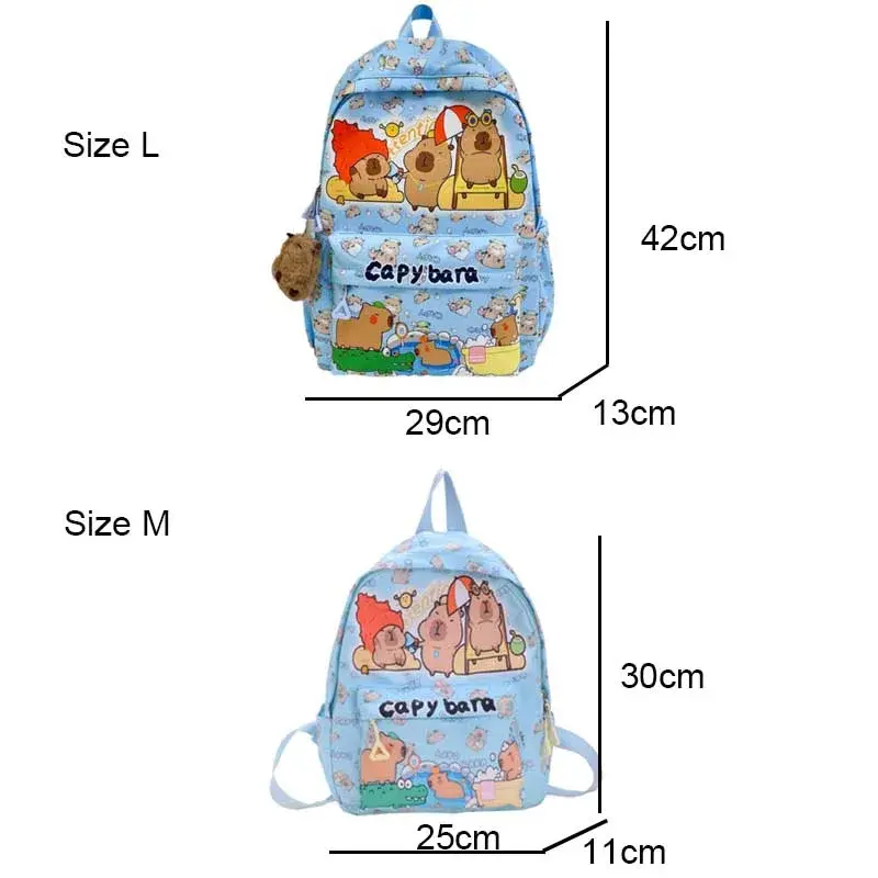 Cute Large Capacity Capybara Backpack Cartoon Breathable Student Schoolbag Nylon Ultra-light Book Bag Back to school Women Girl