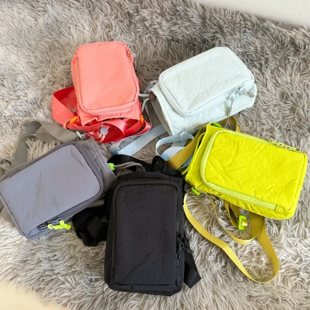 Portable Casual Drawstring Crossbody Bag Light Running Sport Water Bottle Bag With Strap Cup Sleeve Nylon Waterproof Phone Bag