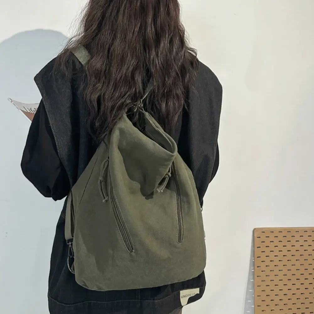 Women's Backpack Multi-purpose Bag Large Capacity Pure Color Design Versatile Commuter Crossbody Bag Trendyy Canvas Bag Сумка