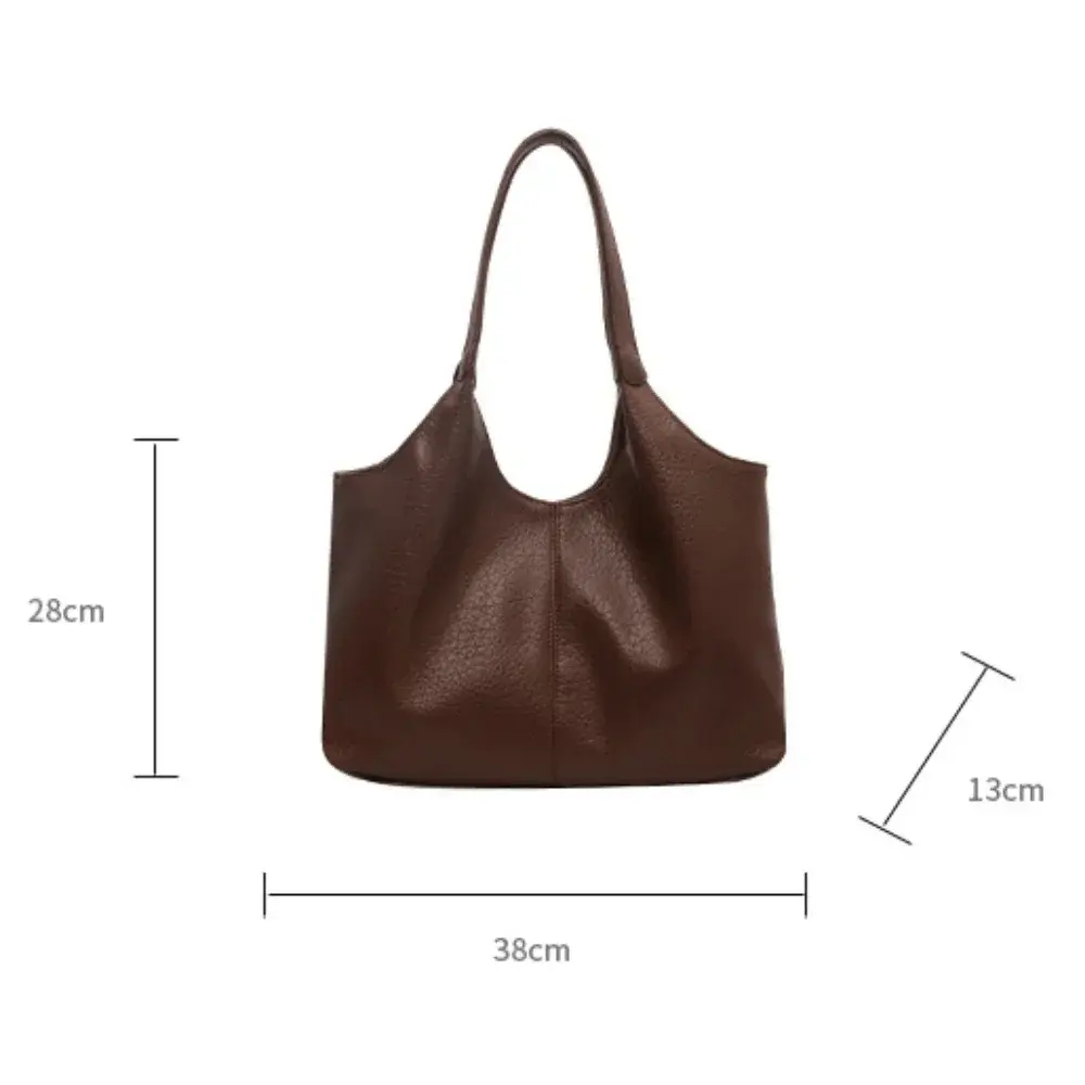 Fashion Retro Leather Tote Bags for Women 2025 Trend Female Simple Large Capacity Shoulder Bag Big Solid Color Handbags Purse