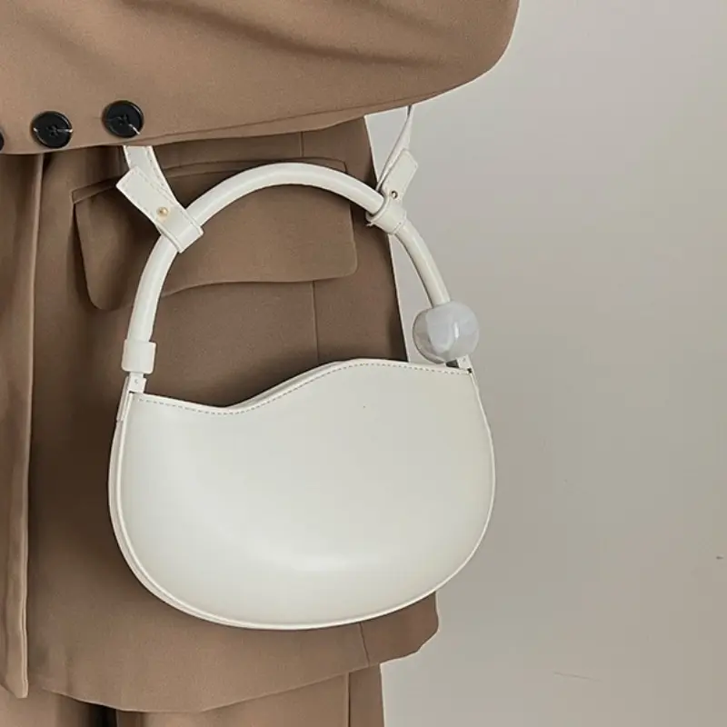 Senior Sense Women Hand Bag 2025 New Fashionable Niche Design Bag Casual Simple Solid Color Sweet Shoulder Crossbody Bag Purse