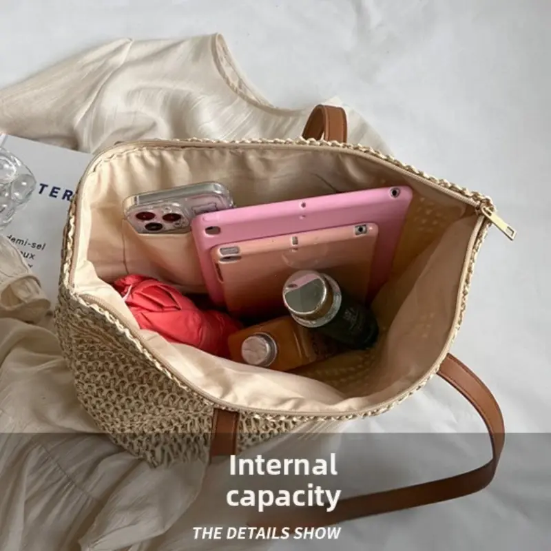 Summer Luxury Design Women's Tote Bag 2025 Hot Selling Grass Woven Fashion Women's Shoulder Bag Leisure Large Capacity Handbags