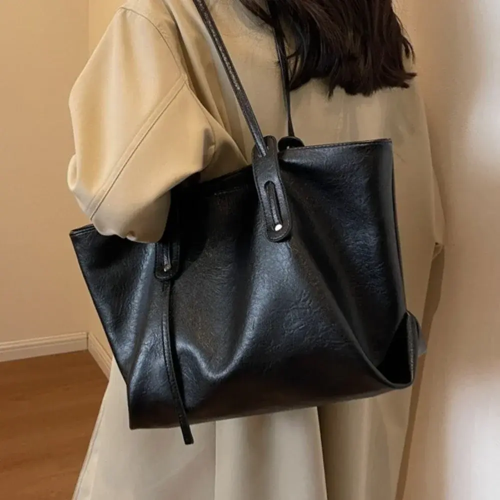 Large Capacity Women's Tote Bag 2025 Winter Fashion Trend Leather Shoulder Bags Office Handbag