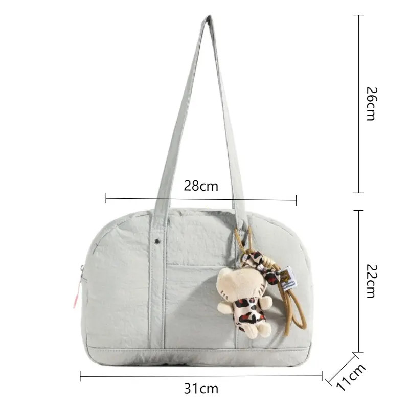 Casual Large Capaci Nylon Shoulder Bag Commuter Tote Bag Faionable Travel Bag for College Students Lightweight Versatile Handbag