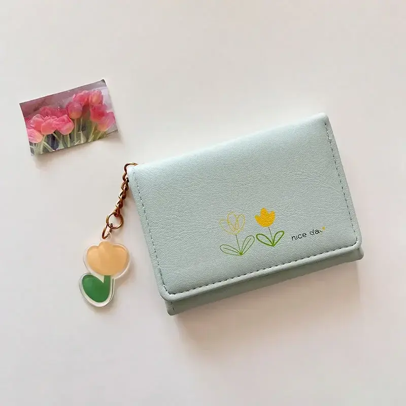 Floral Print Trifold Short Wallet, Multi-card Slot Card Holder, Women's Coin Purse Cute Fresh Student Folding Wallet Card Bag