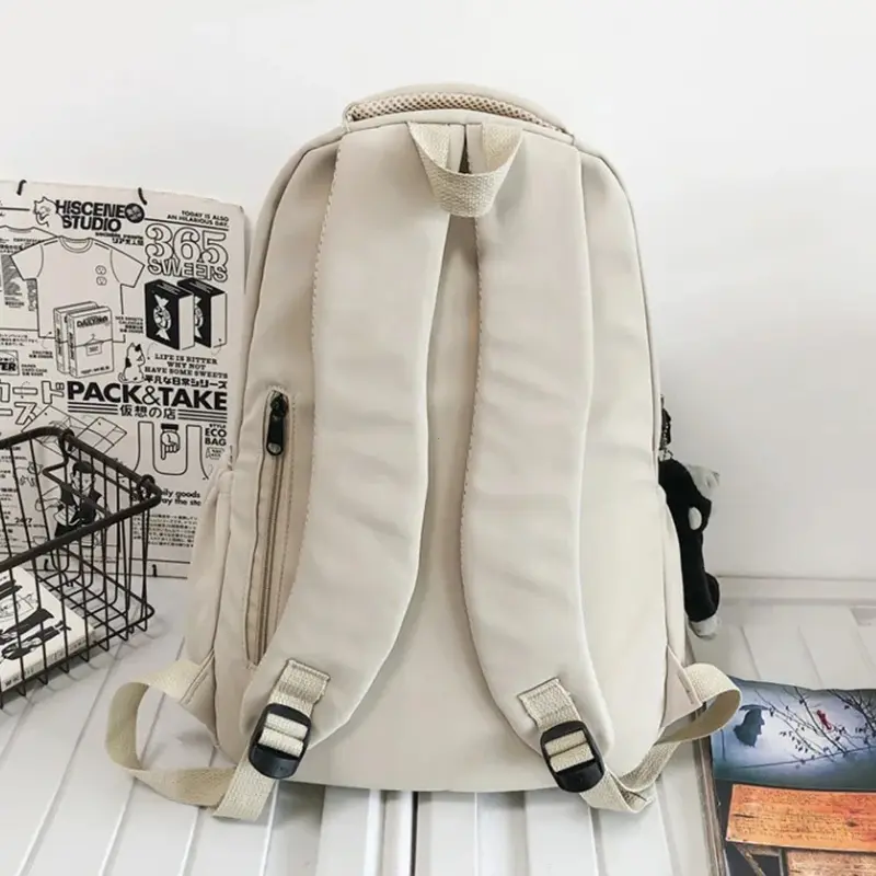 Solid Color Backpack Women Multi-pocket College Book Bag Casual Laptop Backpacks Men Schoolbag For Teenage School Bags For Girls