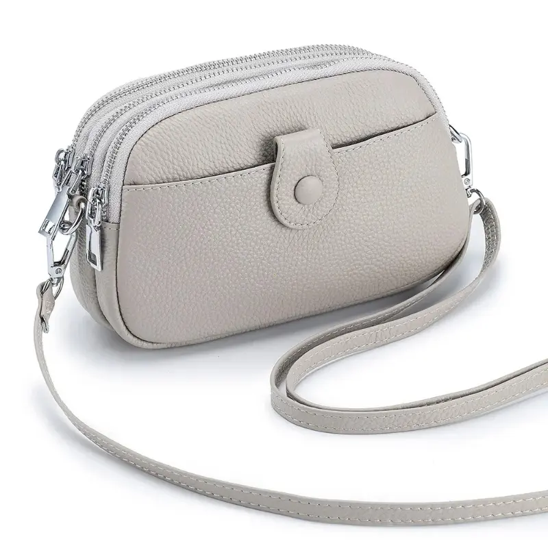 Real Leather Women Fashion Shoulder Bag Mini Cross Messenger Bags Female Small Purse Three Zipper Pockets Design Luxury Handbag