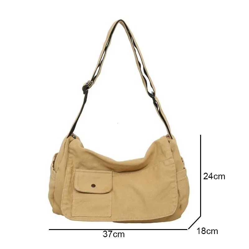 Casual Canvas Messenger Bag Versatile Flip Large Capacity Shoulder Book Bag For Student Adjustable Crossbody Bag For Men Women