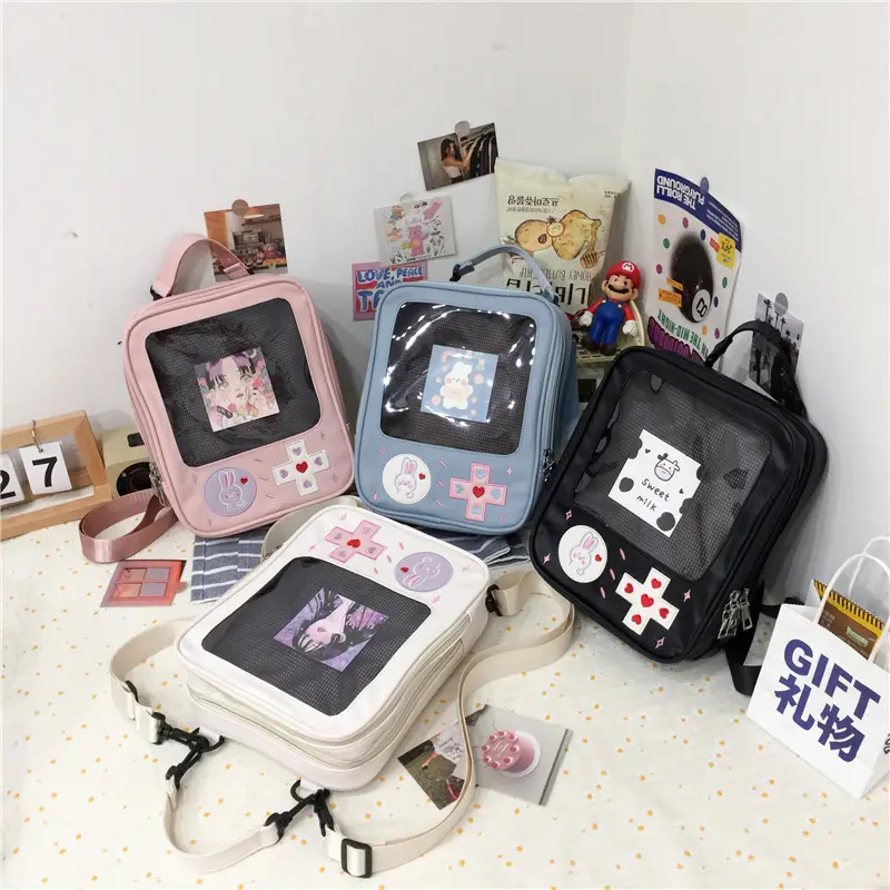 Y2K Cute Clear ItaBag Women's Lolita Backpack Kawaii Girl Shoulder Bag DIY Display Transparent Pocket Japanese Doll Tote Handbag