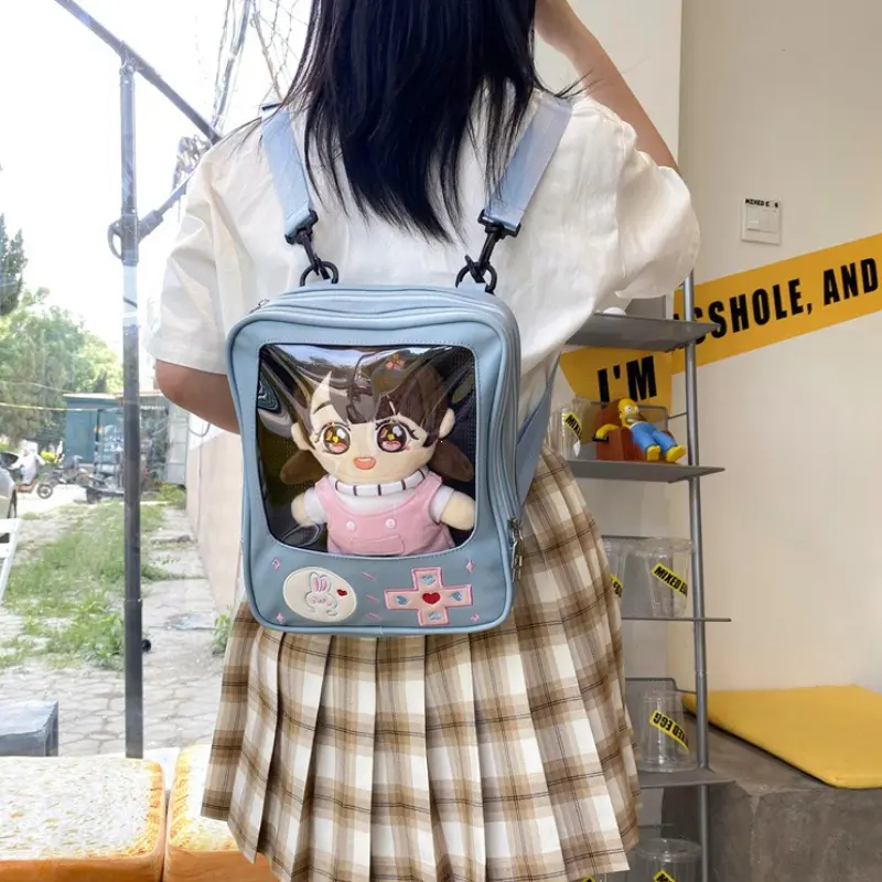 Y2K Cute Clear ItaBag Women's Lolita Backpack Kawaii Girl Shoulder Bag DIY Display Transparent Pocket Japanese Doll Tote Handbag