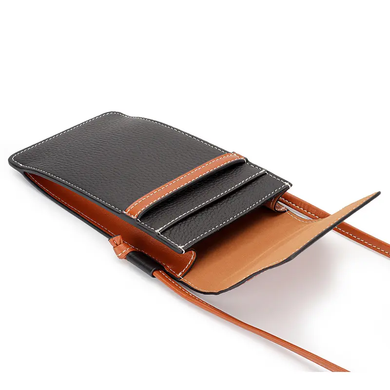 Mobile phone bag, women's genuine leather vertical style, diagonal crossbody, layered cowhide, new fashionable mobile phone bag