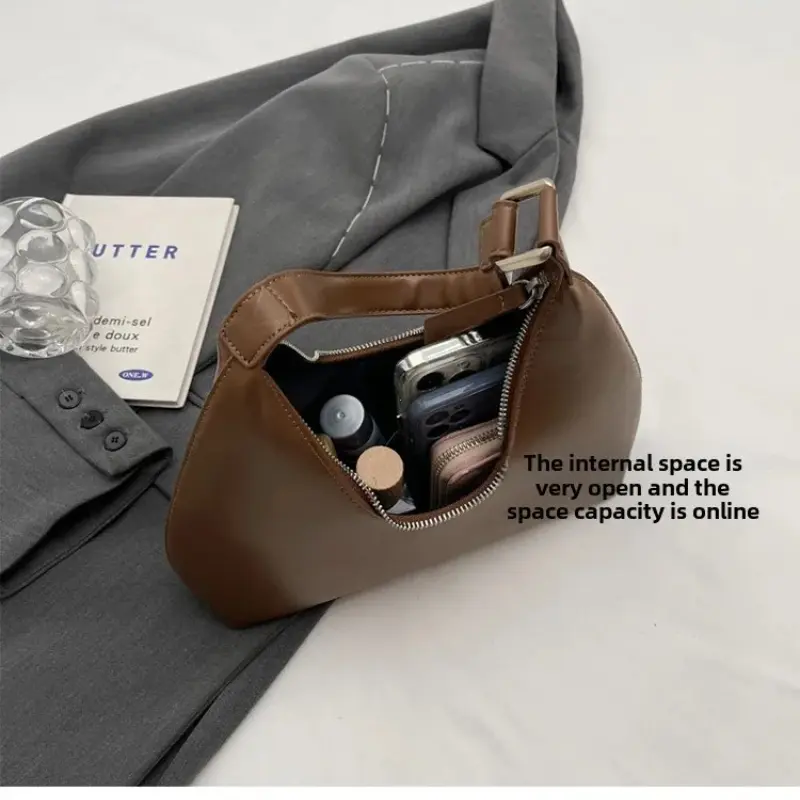 Fashion Underarm Shoulder Bags For Women PU Leather Pure Color Armpit Hobo Bag 2025 New Luxury Designer Purses And Handbag