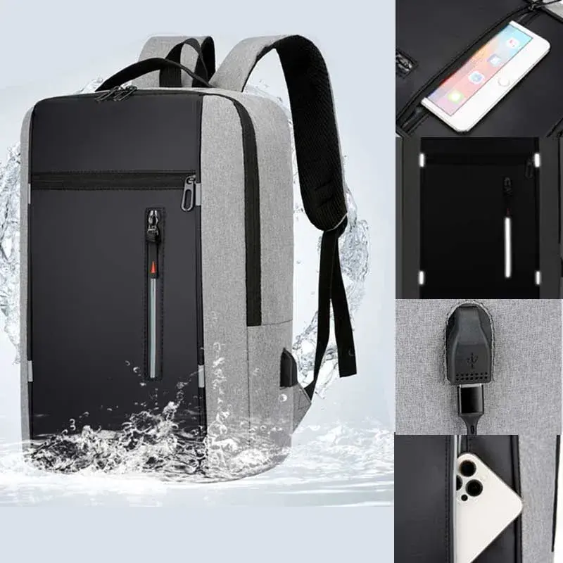 Waterproof Oxford Laptop Backpack for Men 15.6 Inch USB Charging Business Travel School Backpack High Capacity bolsa feminina