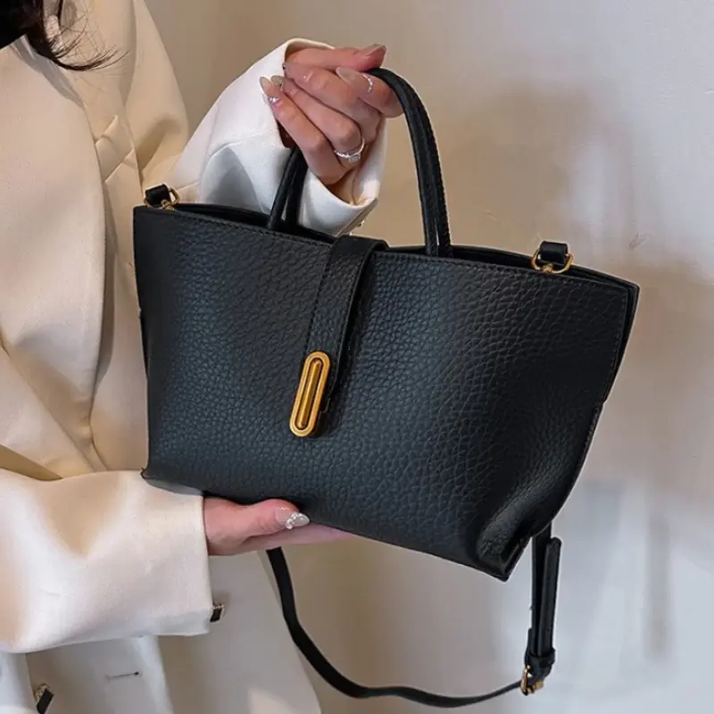 French Unique Advanced Texture Ladies Handbag 2025 New Lychee Pattern Retro High-capacity Commute Shoulder Bags Composite Bag