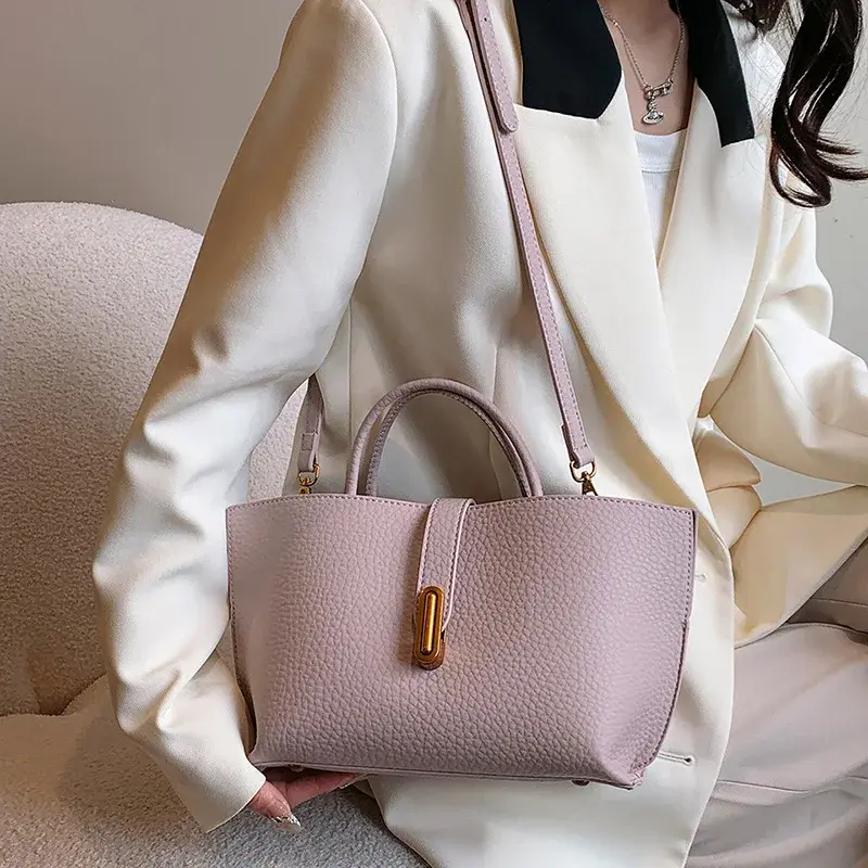 French Unique Advanced Texture Ladies Handbag 2025 New Lychee Pattern Retro High-capacity Commute Shoulder Bags Composite Bag